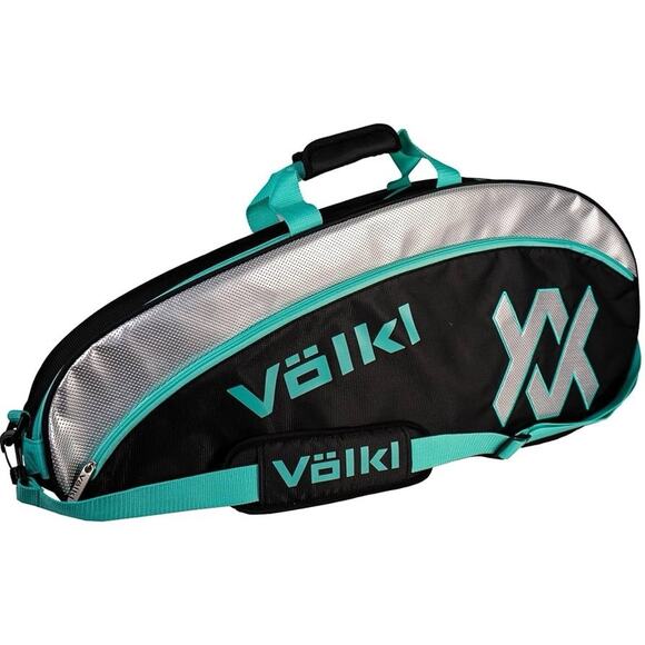 VOLKL Tour Pro Tennis Bag Black and Turquoise Holds 2 Racquets Tiffany Blue - Picture 1 of 1